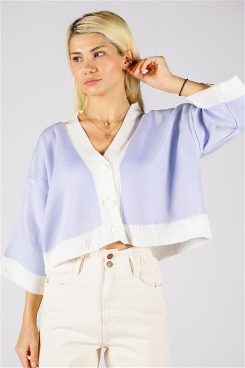 PRANGA Beyaz Şeritli Hırka-mavi