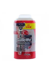 Gillette Mach3 Turbo Tıraş Makinesi + 5 Yedek Bıçak Milli Takım Özel Paketi