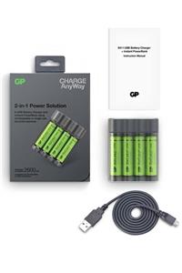 GP Batteries Batteries X411 Pil Şarj Cihazı Ve Anlık Powerbank Recyko+ 4 Adet 2700 Aa Kalem Pilli Set