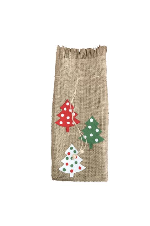 mapi ticaret Yılbaşı Konseptli Çuval Şişe Paketleme Kesesi