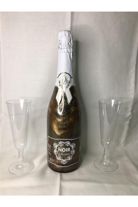 Noir Simli Alkolsüz Siyah Çikolata Aromalı Gazlı Içecek 750ml + 2 Adet Bardak