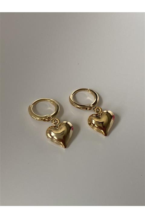Vi store Gold Bombeli Kalp Küpe