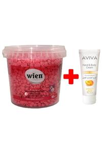 Wien Boncuk Ağda 900gr Pudralı + Aviva 75ml Apricot Vücut Kremi