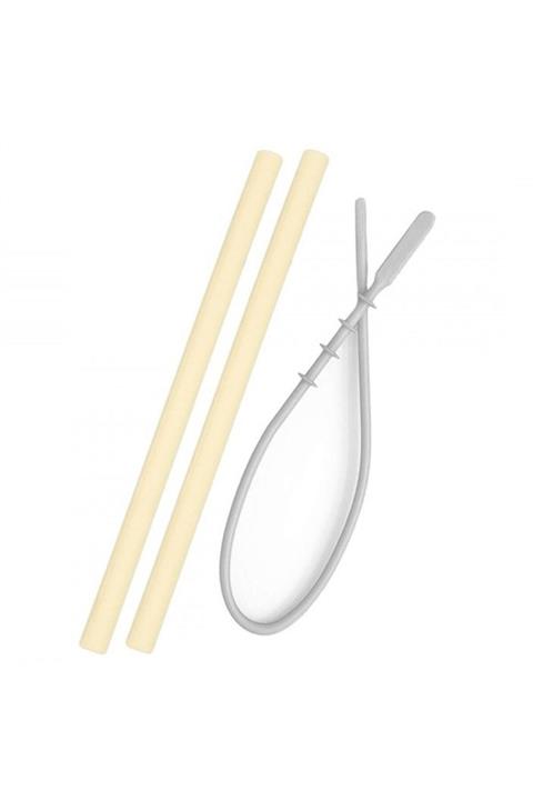 Oioi Sarı Silikon Pipet  2 Adet ve Gri Temizleme Fırçası