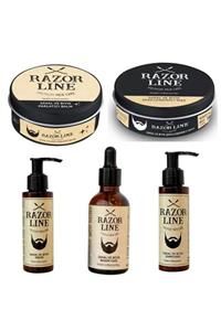 Razorline Sakal Ve Bıyık Yağı*sakal Şampuanı* Krem*sakal Wax*sakal Bıyık Balm 5li Sakal Ve Bıyık Bakım Seti