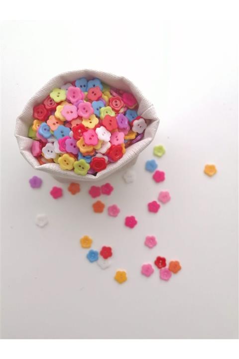 Sihirlihalka 50 Adet Amigurumi Çiçek Düğme (10 Renk)