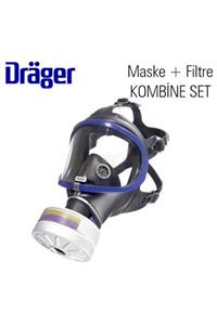 Dräger Drager 6300 Tam Yüz Gaz Maskesi + A2b2e2k1 Filtreli Kombine Set