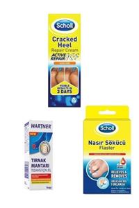 Wartner Tırnak Mantar Jeli+scholl Nasır Sökücü Flaster 8 Adet+keratin Içerikli Topuk Çatlak Kremi