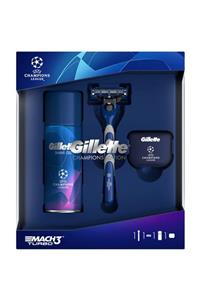 Gillette Mach3 Makine + 75 Ml Jel + Seyahat Kabı Champions Edition