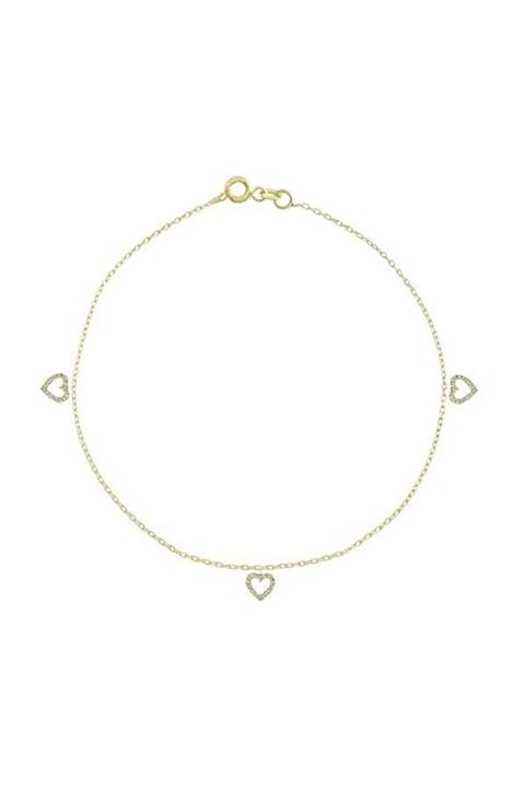 BİLEZİKHANE Halhal Kalpli 14 Ayar Altın