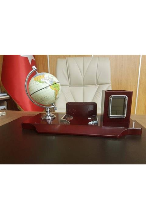 Gürbüz Masaüstü Dünya Küresi Kalemlik Seti Djital Saatli