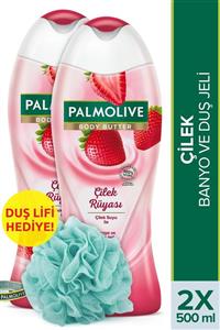 Palmolive Body Butter Çilek Rüyası Banyo ve Duş Jeli 500 ml x 2 Adet + Duş Lifi Hediye