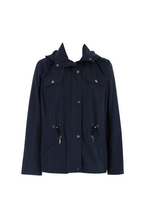 Veger Büyük Beden Lacivert Kapşonlu Trençkot -3244