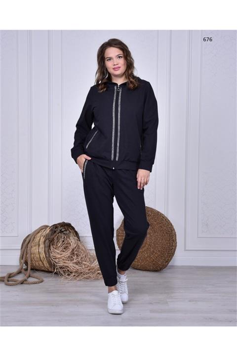 EMWORKXXL Büyük Beden Önü Taşlı Eşortman