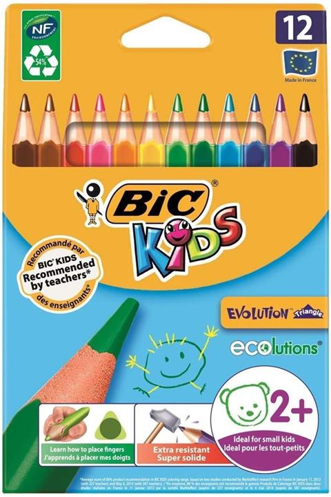 Bic Kuru Boya Kids Evolution Triangle Üçgen Jumbo Boya Kalemi 12 Renk