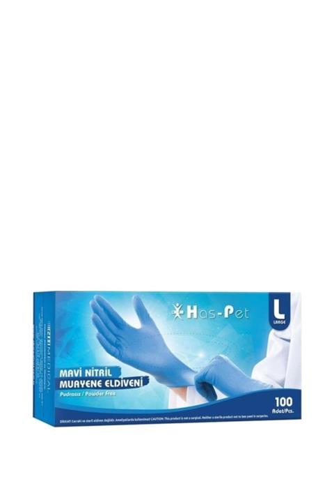 HasPet Nitril Muayene Eldiveni Mavi Large 100adet