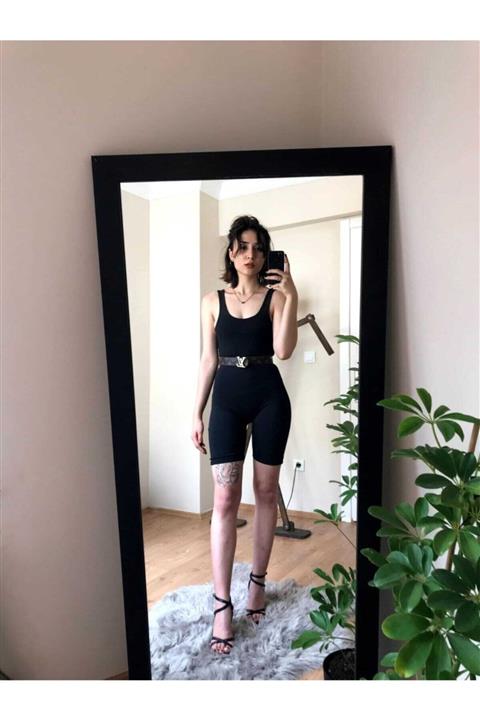 MyMery Siyah Likralı Tulum