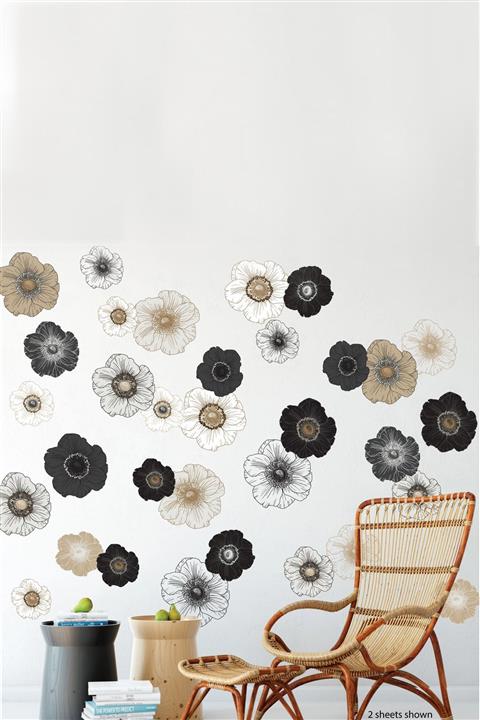 Kt Grup Renkli Anemon Çiçekleri Dekoratif Duvar Sticker