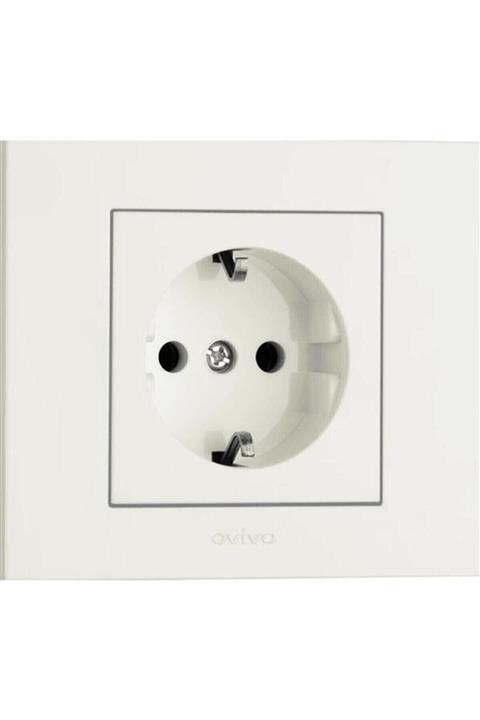 OVİVO Grano Beyaz Topraklı Priz Çerçeveli