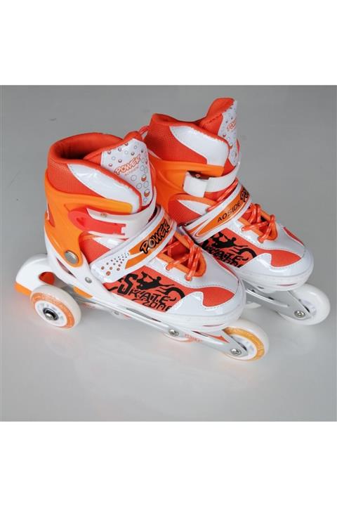 CANSPORT Alıştırma Pateni Çift Sıra Slikon Teker (M) (35-38) Turuncu