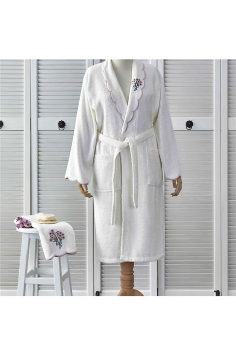 Sarah Anderson Julieta Off White Fırfırlı Bornoz Seti