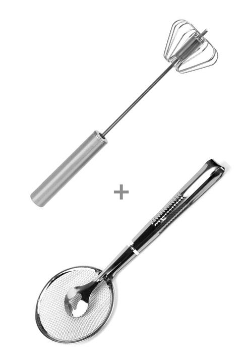 Aresta Çelik Basmalı Otomatik Çırpıcı + Süzgeçli Kızartma Maşası