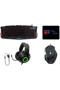 layftech J30-a868-h03 Rgb Oyuncu Klavye Mouse Kulaklık Mouse Pad,gaming 4 Lü Set