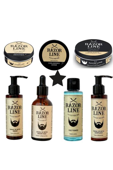 Razorline Sakal Bıyık Yağı*şampuan*krem*wax*balm*scrub*tonik 7li Yüz Sakal Ve Bıyık Seti