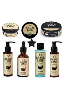 Razorline Sakal Bıyık Yağı*şampuan*krem*wax*balm*scrub*tonik 7li Yüz Sakal Ve Bıyık Seti