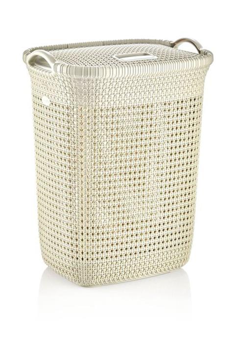 Rio Kapaklı Kirli Çamaşır Sepeti Örgü Model 65 Lt Fildişi Renkli
