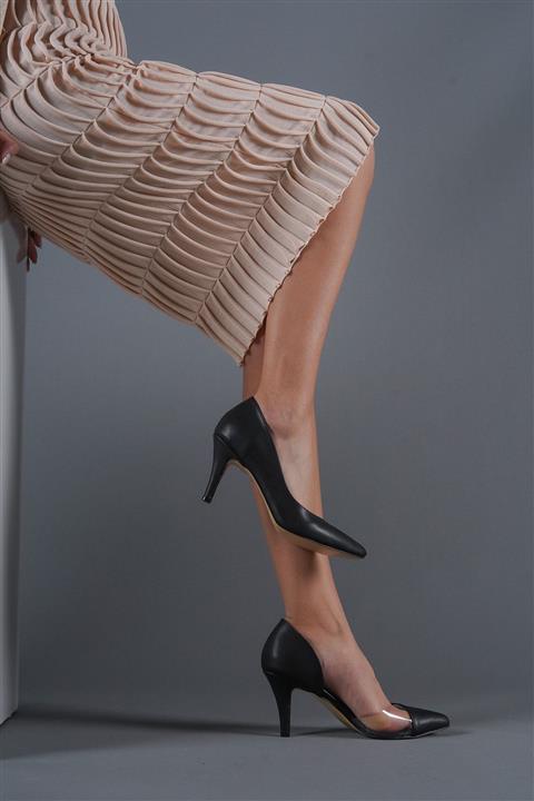 NZshoes Kadın Siyah Cilt Yanı Şeffaf Stiletto Topuklu Ayakkabı-odissa