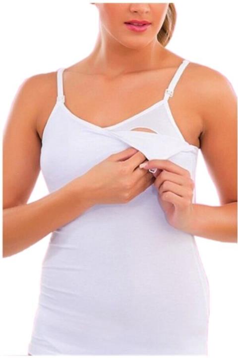 Luis Kadın Beyaz Kapsız Emzirme Atleti