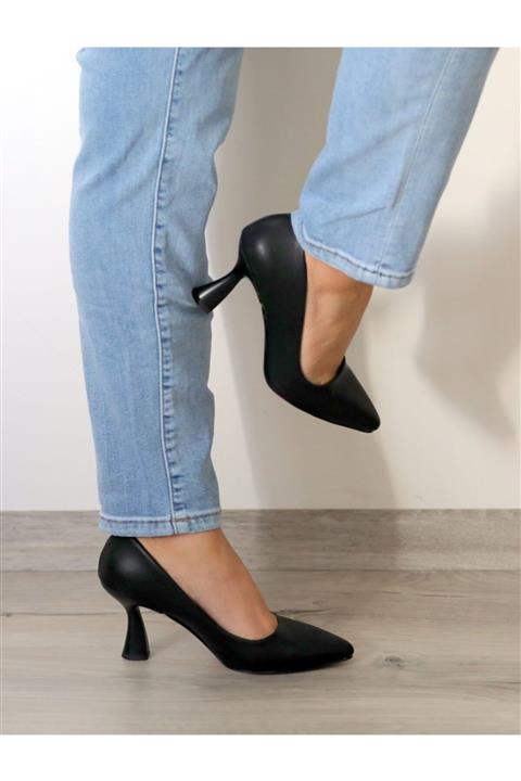 Ayakkabı Podyumum Stiletto Siyah - Alçak Boy Kadeh Topuk Kadın Ayakkabısı