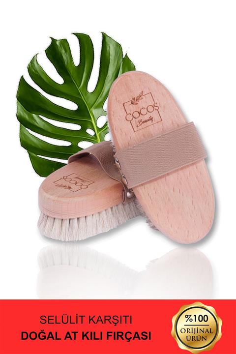 Cocos Beauty Selülit Karşıtı Doğal At Kılı Fırçası Beyaz Selülit Fırçası