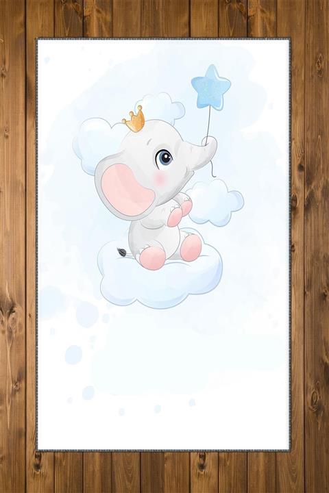 Else Halı Else Bulut Balonlu Filli 3D Desenli Bebek Odası Halısı