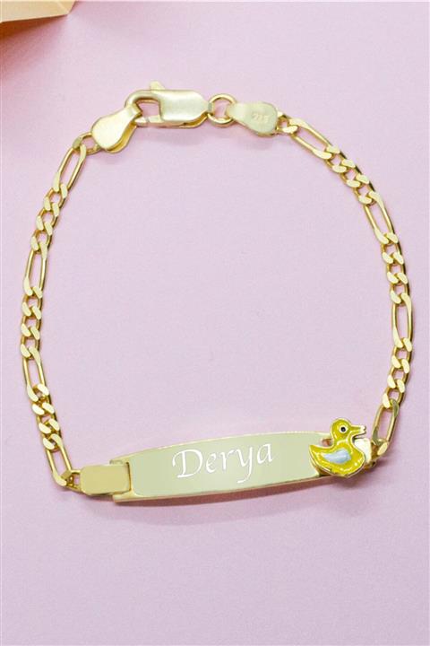 belindastore 925 Ayar Gümüş Isimli Ördek Bebek & Çocuk Künye Bileklik