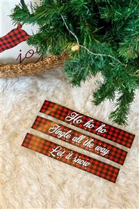 Gift and Story 3'lü Takım Hohoho Banner Yılbaşı Ağaç Süsü Kırmızı Siyah Pötikare Set