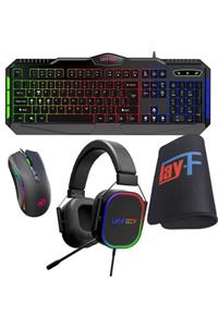 layftech Sc901-a869-h165 Oyuncu Klavye Mouse Kulaklık Mousepad,4'lü Gaming Set 7.1 Kanal