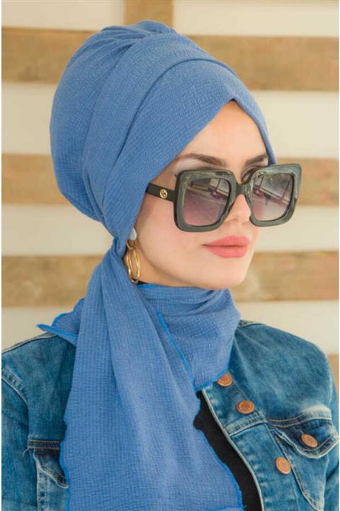 Aişe tesettür Indigo Atkılı Bone