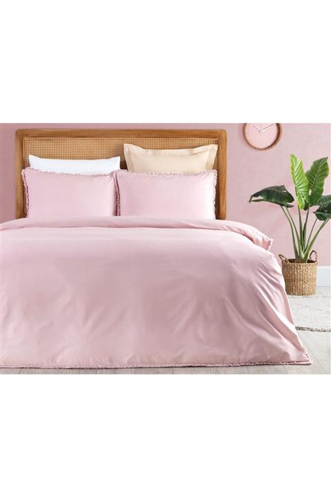 Madame Coco Sona Tek Kişilik Püsküllü Nevresim Seti - Pudra