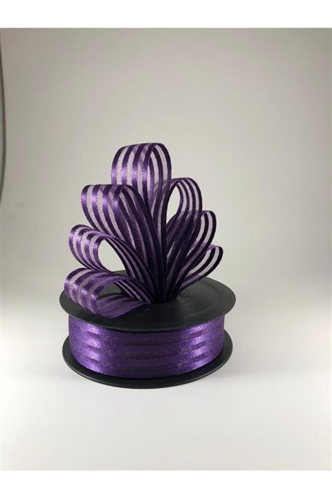 Okyanus Süs Eflatun Çizgili Şifon Kurdela