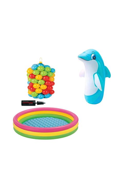 Intex Bebek Oyun Havuz Seti 86x25cm 50 Top 6cm Pompa Hacıyatmaz
