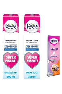 Veet Tüy Dökücü Krem Hassas Ciltler Için 200ml 2 Adet + Ağda Bezi