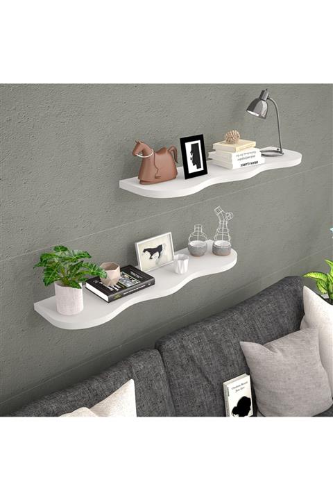 Ankara Mobilya Renkli Duvar Rafı Beyaz