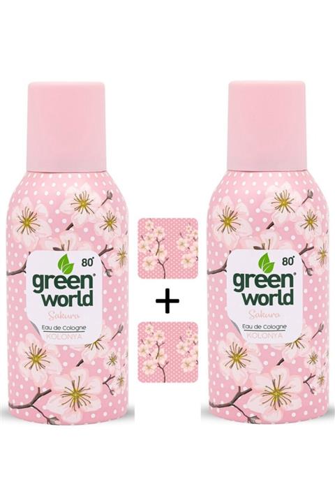 Green World Aerosol Sprey Kolonya -Sakura 80 Derece 150 ml 2 Adet