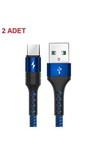 SKV MOBILE 5 Amper Type C Usb Hızlı Şarj Ve Data Kablosu 2'li Paket Örgülü 1 Metre