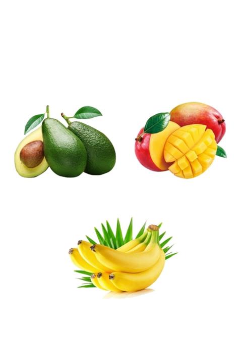 Uraz Tarım 5 Adet Avokado 300gr Üzeri. 2 Adet Mango. 2 Kg Olgun Sarı Muz. Tropik Meyve Sepeti.
