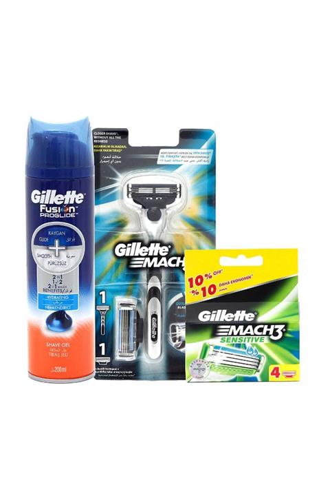 Gillette * Mach 2 Up+sensitive 4'lü Yedek+200 ml Proglide Gel