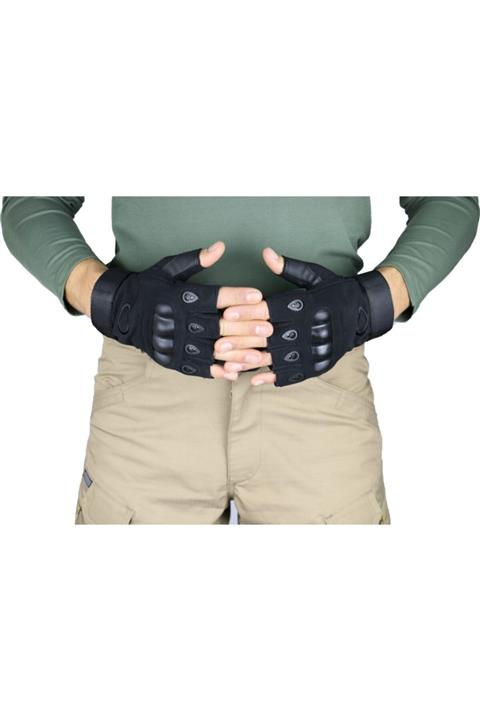 UNİFORMTÜRK Kemikli Yarım Tactical Eldiven (siyah Renk)