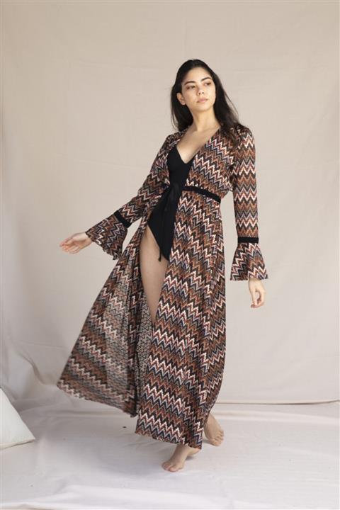 alase Siyah Zigzag Kimono
